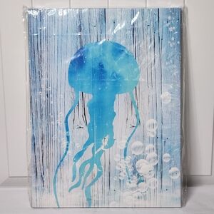 Blue Jellyfish Wall Art 12x16in